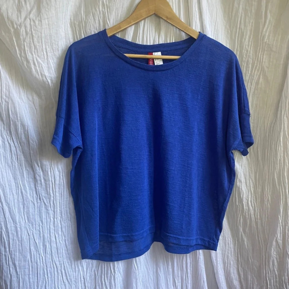 Divided Blue Slub Short Sleeve Crop Top, XS (runs LARGE) - Picture 2 of 10